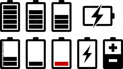 電池の充電アイコン（Battery icon set. battery charge level.）