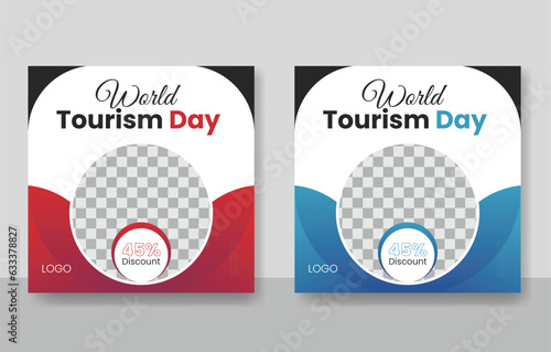 Fotobehang World Tourism Day social media post design template