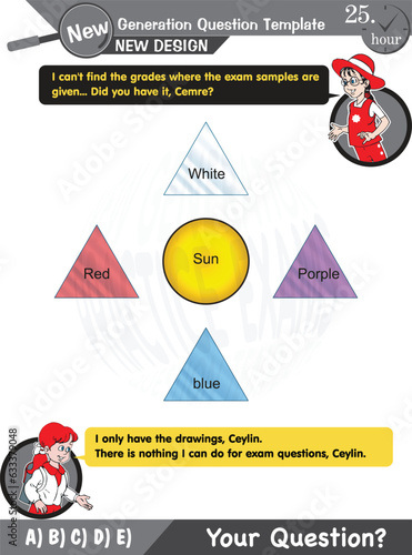 Physics, movements of the earth around the sun, formation of the seasons, next generation question template, exam question, eps