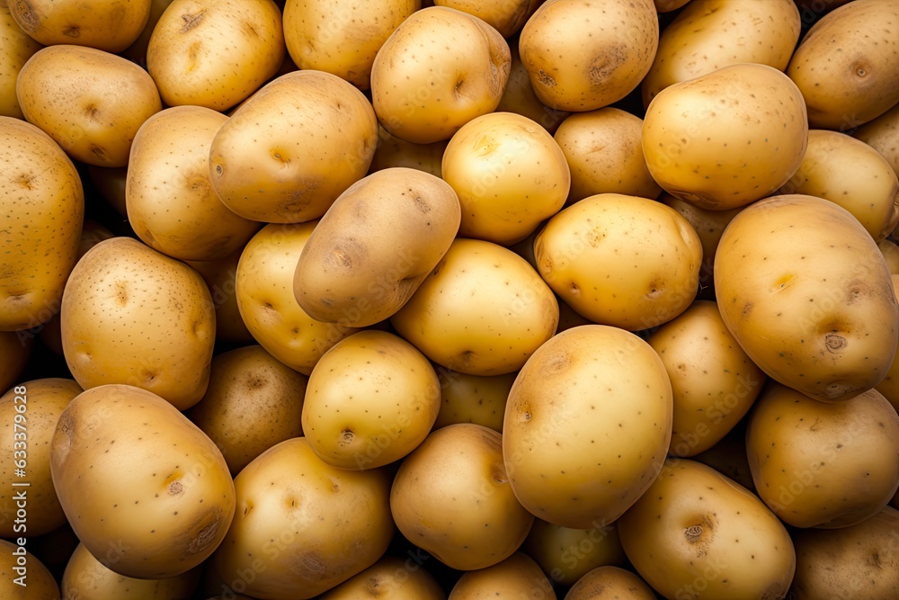 Freshly Harvested Baby Potatoes in a Clean and Bulbous Group, Ready to be Cooked: Generative AI Freshly Harvested Baby Potatoes in a Clean and Bulbous Group, Ready to be Cooked: Generative AI