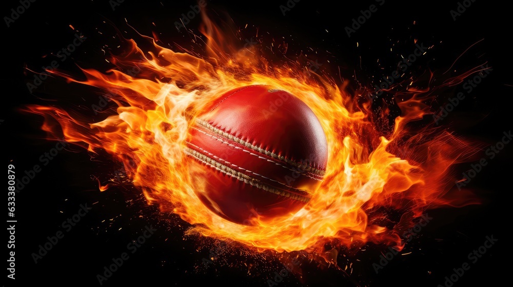 A fiery cricket ball in motion during a match A fiery cricket ball in motion during a match