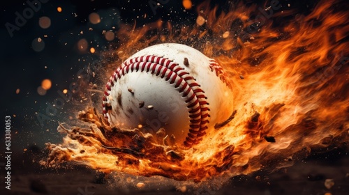 A burning baseball in motion during the game