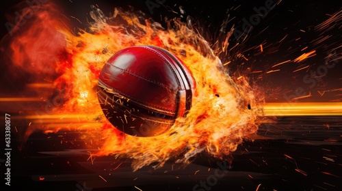 A fiery cricket ball in motion during a match