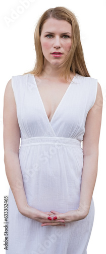 Digital png photo of caucasian woman on transparent background