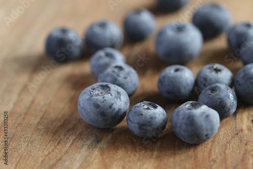 blueberries on wooden background