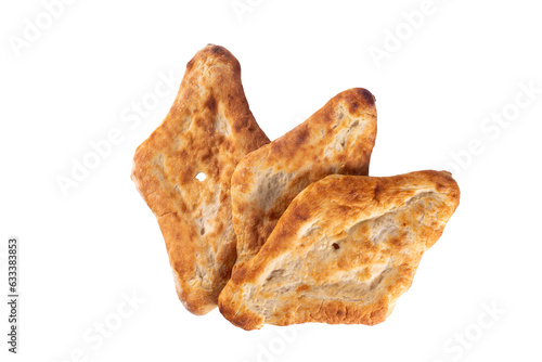 Shotis puri, handmade Georgian bread lavash, local national Caucasian Central Asian food, fresh baked Shoti bread isolated on transparent background photo