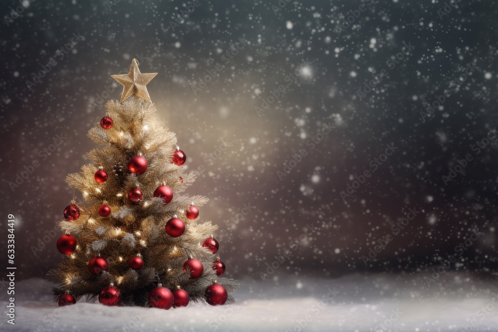 custom made wallpaper toronto digitalMagical Christmas Tree in Snowy Blue Backdrop: Festive Graphic Resource Generative AI