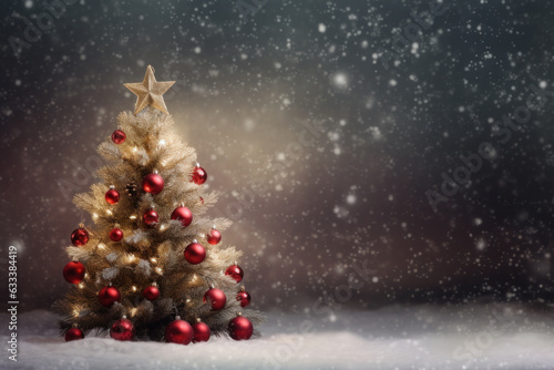 Wallpaper Mural Magical Christmas Tree in Snowy Blue Backdrop: Festive Graphic Resource Generative AI Torontodigital.ca