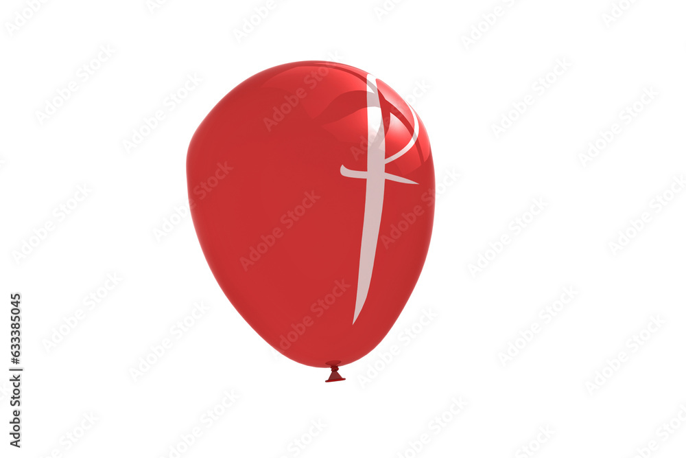 Obraz premium Digital png illustration of red balloon with f letter on transparent background