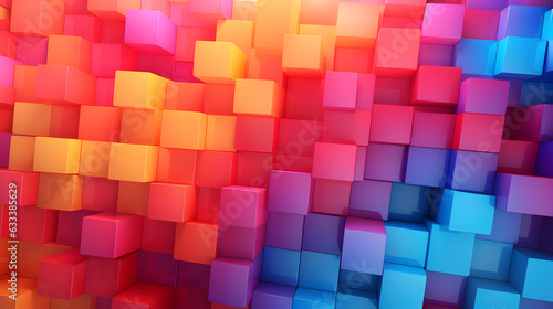 A colorful abstract cubes and shapes geometric background