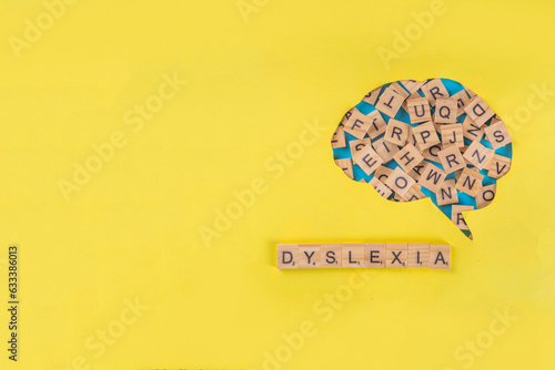 Картината върху платно Dyslexia concept background, difficulty with fast reading, writing words, edu