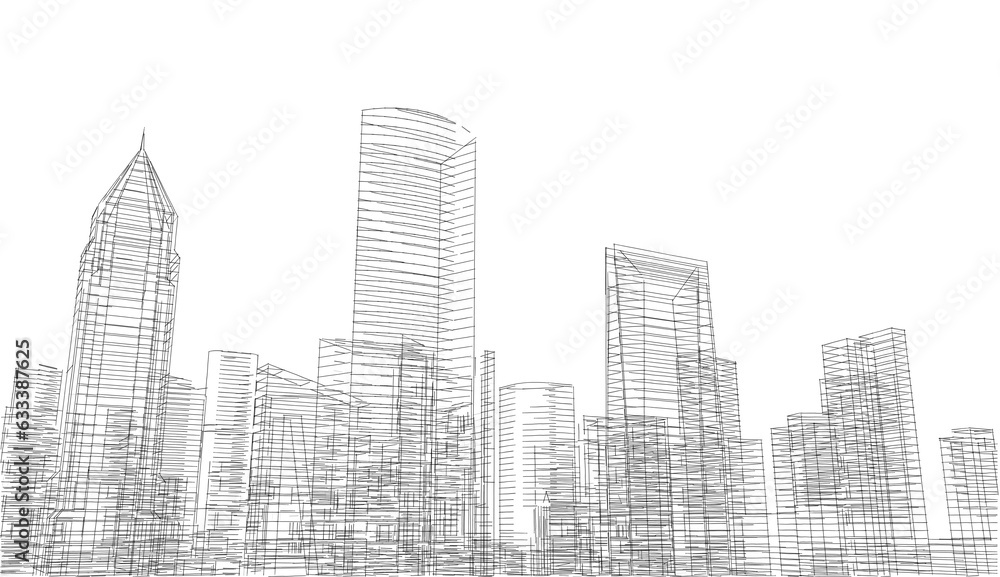 Sketch of a city 3d rendering