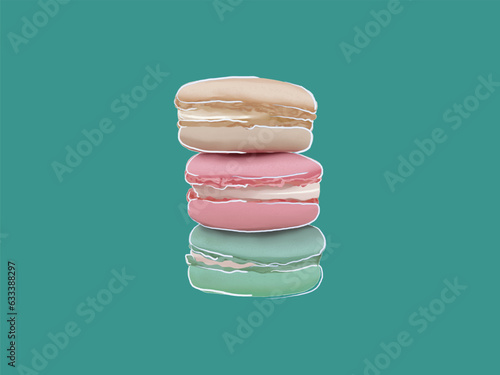 colorful macaroons on wooden table