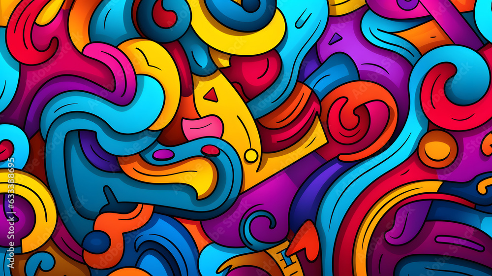 Abstract Doodles Playful Pattern of Hand-Drawn Colorful Shapes Abstract Doodles Playful Pattern of Hand-Drawn Colorful Shapes