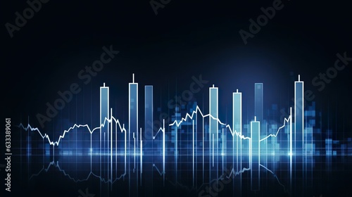 Blue financial chart and business trade investment