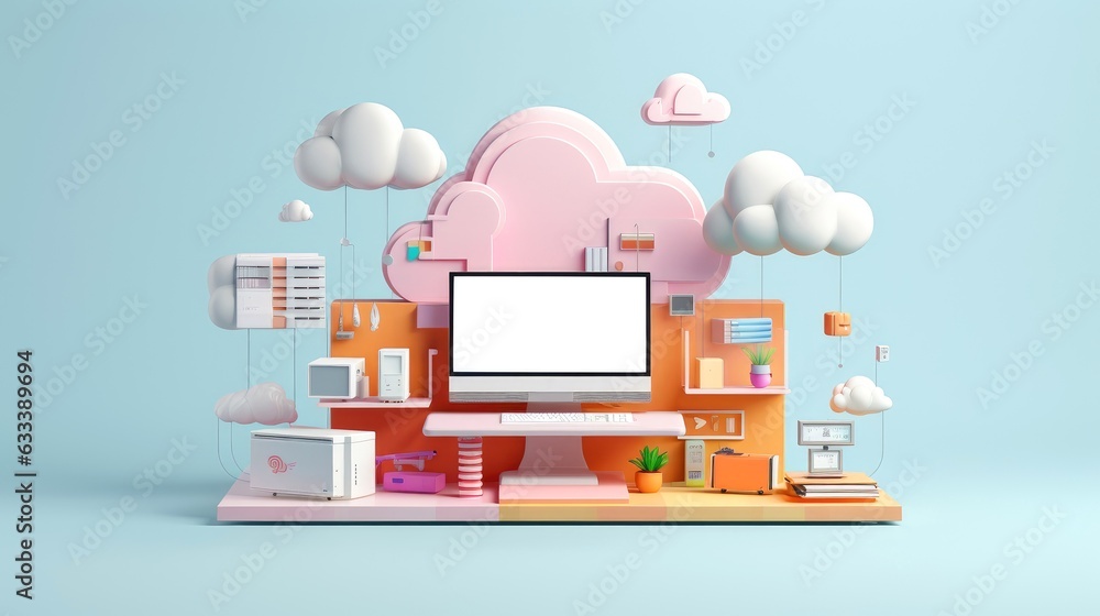 3D cloud icon minimal style, cloud computing online service, digital technology security concept, Generative AI illustration 3D cloud icon minimal style, cloud computing online service, digital technology security concept, Generative AI illustration