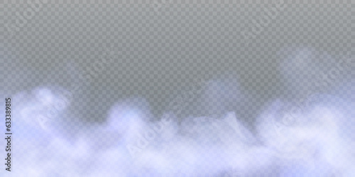 Texture of colorful smoke clouds, fog effect. Fog isolated on transparent background. Vapor in the air, evaporation. Vector