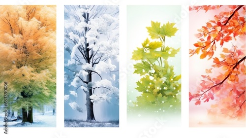 Four seasons of year. Set of vertical nature banners