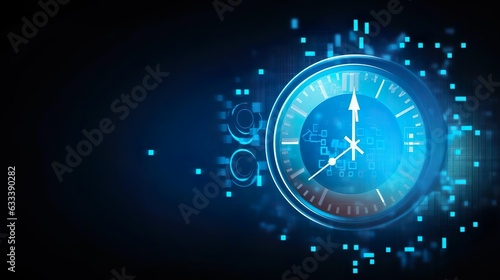 Futuristic time clock hand and clock face digital
