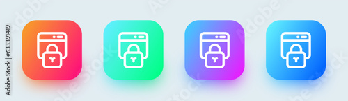 Privacy line icon in square gradient colors. Security signs vector illustration.