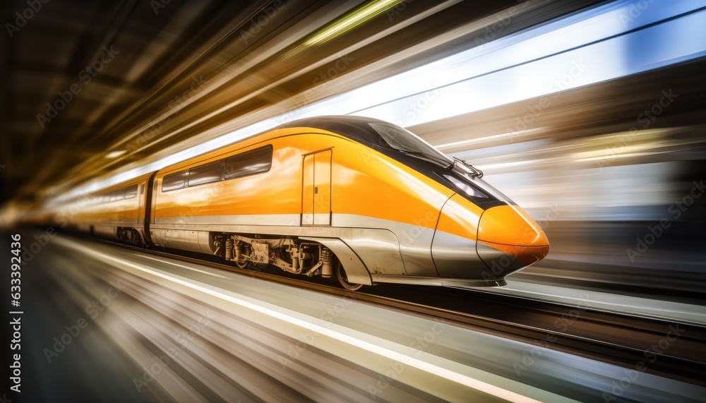 High speed train with blurred background. Train station High speed train with blurred background. Train station