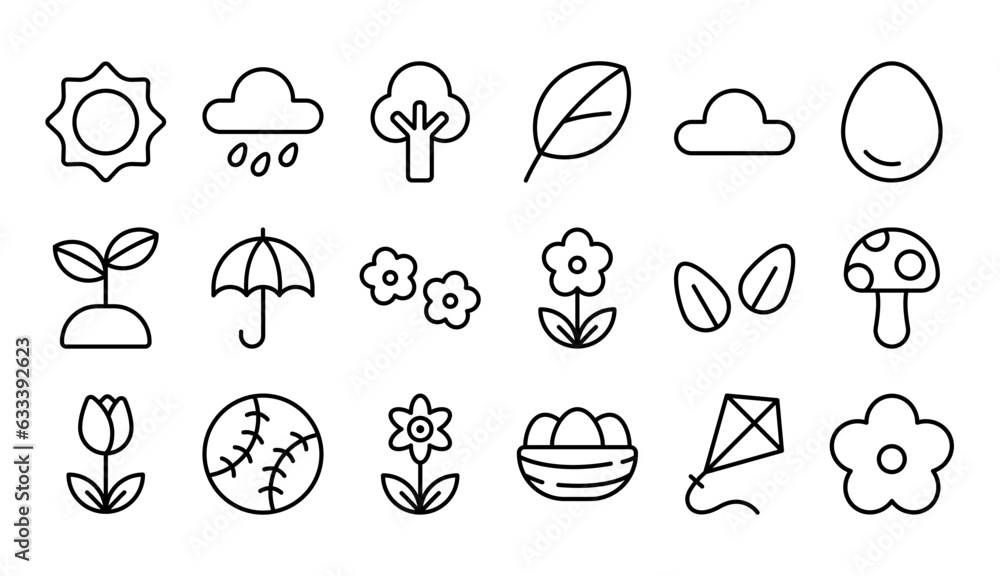 Obraz premium Spring line icons set. Vector line icons.