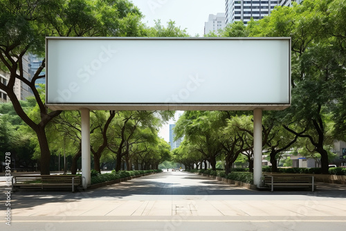 A simple mockup against the backdrop of urban buildings is a suitable concept for advertising and promotion.