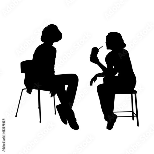 Vector design set silhouette of people sitting on the chair
