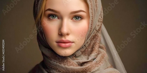 Arabian Woman Face Covered with Hijab - Generative AI