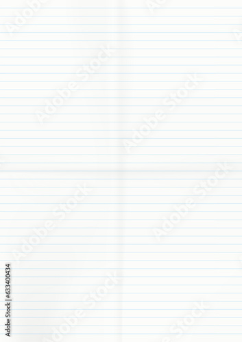 Blue lined paper sheet with folding effect.