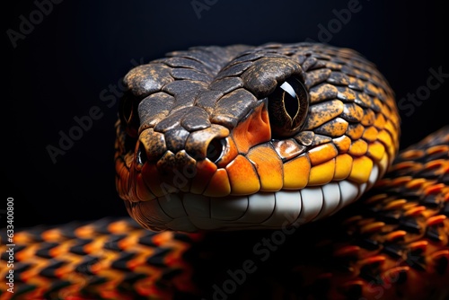 Snake head with large eyes close-up