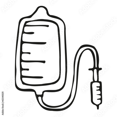 Blood transfusion hand drawing vector doodle illustration, transfuse blood heath hospital ambulance