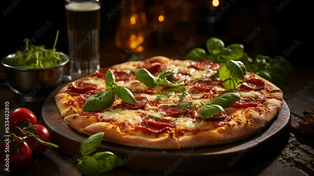 delicious italian pizza with tomatoes, basil and cheese delicious italian pizza with tomatoes, basil and cheese