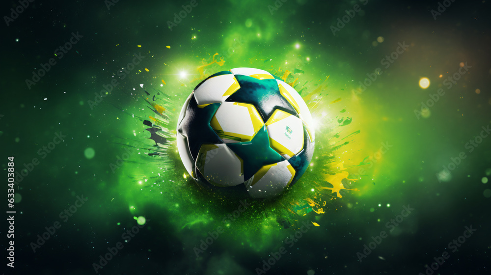 Naklejka premium Brasil, Brasilian fotballl national football flag soccer team, soccer, ball, football, sport, game, goal, object, play, black, illustration, equipment, sports, vector, soccer ball, fire, sphere