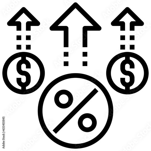 INCREASED PROFITS line icon,linear,outline,graphic,illustration