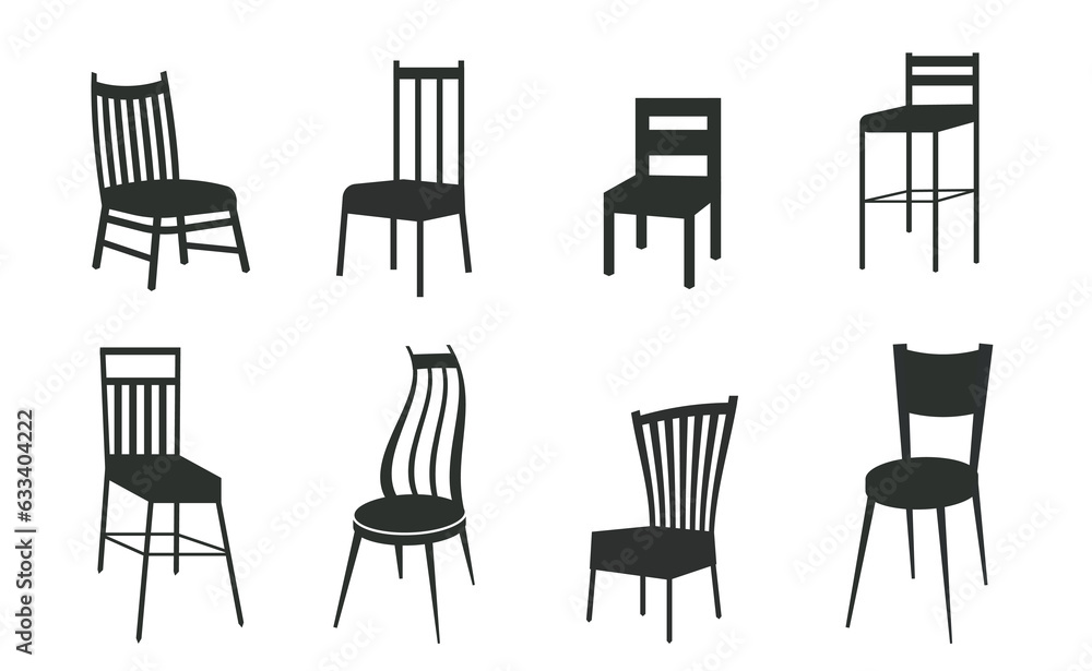 Chair SVG, Chairs silhouettes vector illustration. Bar stool icons set cartoon vector. Chair bench. Doodle icons collection in vector. Chair SVG, Chairs silhouettes vector illustration. Bar stool icons set cartoon vector. Chair bench. Doodle icons collection in vector.