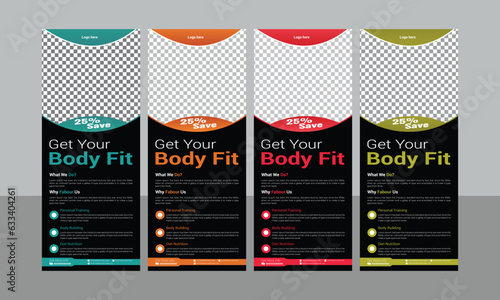 modern and trend roll up standee banner design template vector file 