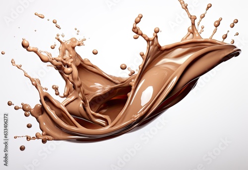 Chocolate milk splash on white background