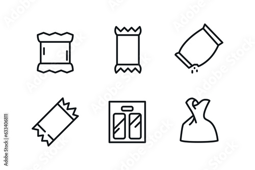 Sachet. Sugar powder packet, soluble pill. Aromatic sachet. Open package. Pixel Perfect Vector Thin Line Icons. Simple Minimal Pictogram