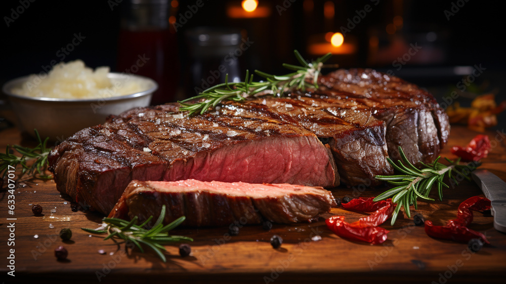 fresh raw beef steak with rosemary and spices fresh raw beef steak with rosemary and spices