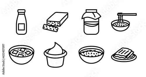 Fermented food line icons set. Vector line icons. 
