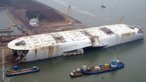 The South Korean ferry MV Sewol capsized and sank photo