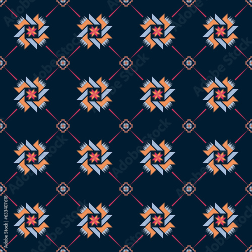 Geometric ethnic pattern seamless flower color. seamless pattern. Design for fabric,curtain,background,carpet,wallpaper,clothing,wrapping,Batik,mandalas,fabric,Vector illustration. pattern style.
