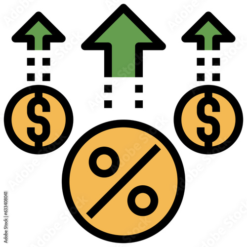 INCREASED PROFITS line icon,linear,outline,graphic,illustration