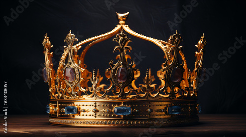 Golden crown with dark background