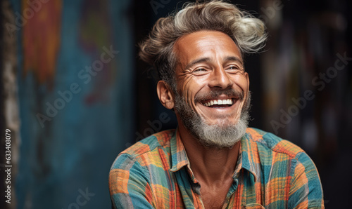 Carefree Laughter: Portrait of a Happy Man