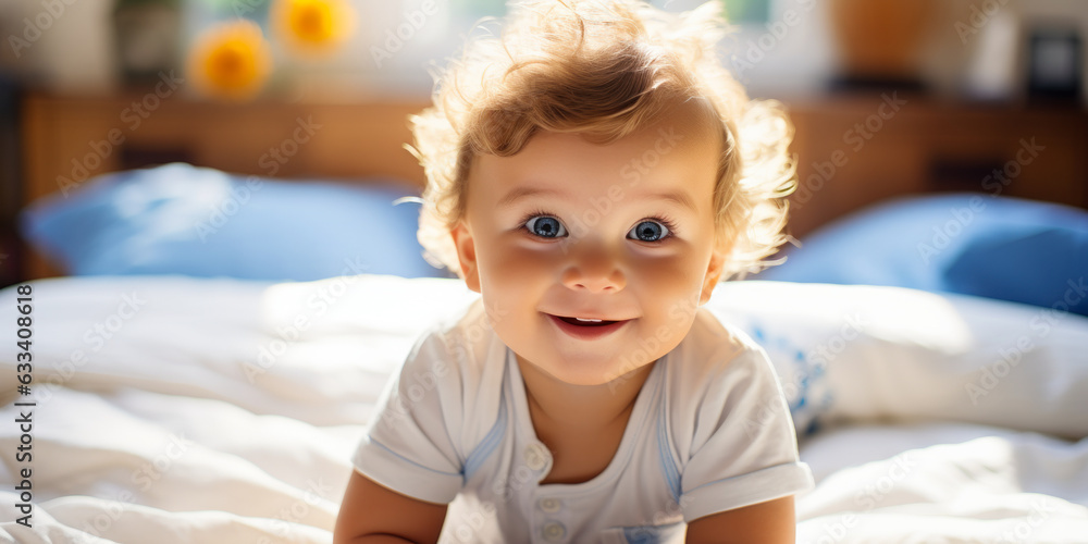 Baby Boy in White Sunny Bedroom: A Symbol of Innocence