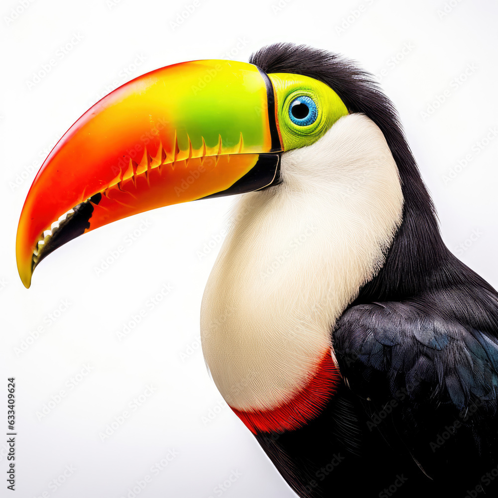 Naklejka premium A vibrant toucan bird showcasing its colorful beak