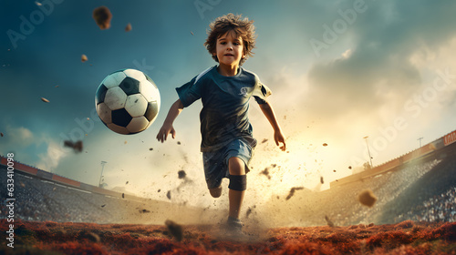 Stride of Passion: Boy Immersed in Soccer Play © Abzal