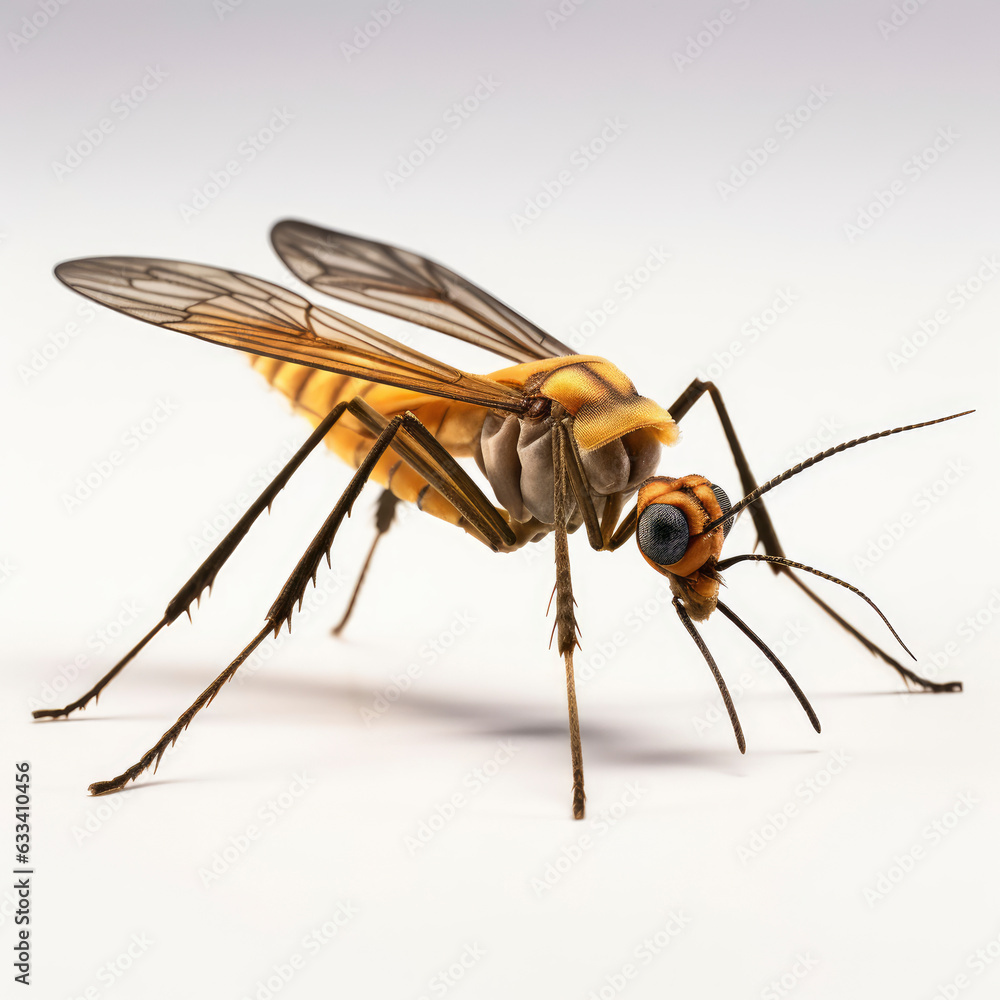 A fly in macro detail on a clean white background